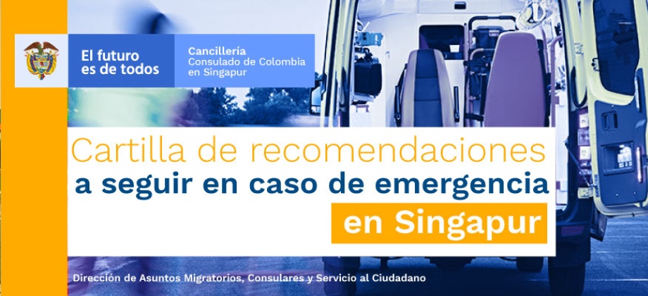 Cartilla de recomendaciones en caso de emergencia en Singapur